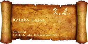 Krisko Lajos névjegykártya